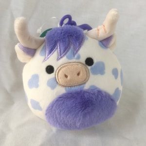 Conway the Purple Spotted Highland Cow Squishmallow Clip 3.5” NWT